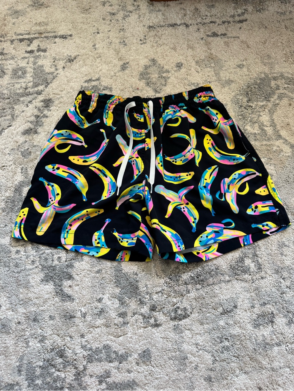 Chubbies Men's Black Swim Trunks with Neon Banana Print